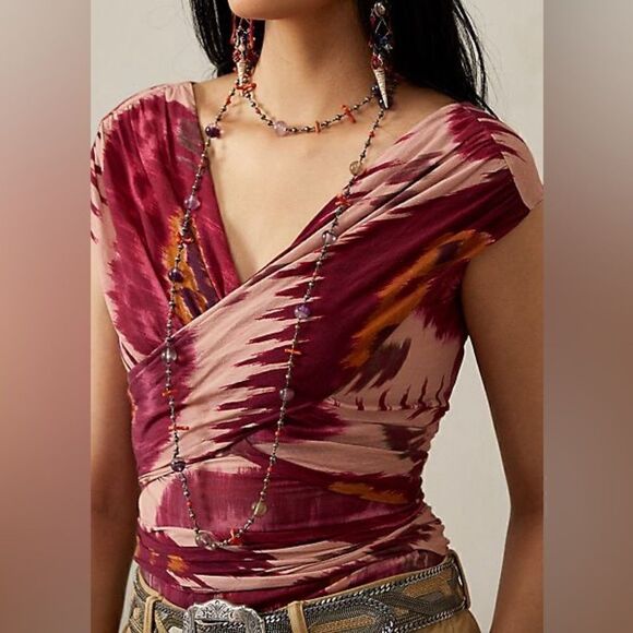 Ralph Lauren Collection Idonia Sleeveless Crisscross Voile Blouse in Multi Ikat - Picture 5 of 17
